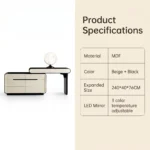 Modern Eco-friendly Durable Vanity Desk Drawers Adjustable Lighted Makeup Table Mdf Dressing Table Storage Cabinet Bedroom - Image 5