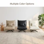 Modern Tufted Pu Leather Padded Revolving Lounge Chair With Iron Swivel Base For Living Room Bedroom - Image 3