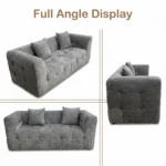 Tufted Grid Compressed Straight Sofa,Fabric Frameless Couch,Vacuum Packed Modern Living Room Sofa - Image 4