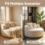 Modern Rectangular Cotton Linen Extendable Lazy Sofa Cream Style Frameless Compressible Leisure Chair Living Room Furniture - Image 3