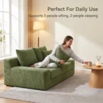 Skin-like Dog Pull-out Convertible Compressed Sofa Corduroy Velvet Frameless Extendable Vacuum Packed Modern 2-in-1 Sofa Bed Set - Image 2