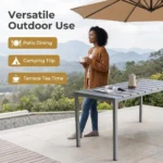 Outdoor Garden Dining Table Chair Set Minimalist Design Uv-resistant Powder Coated Metal Frame Pp Seat For Patios Courtyards - Image 4