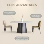 Modern Sintered Stone Dining Table With Carbon Steel Base Rectangular/round/extendable Hotel & Home Dining Room Furniture - Image 4