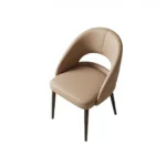 Modern Ergonomic Comfortable Pu Leather Padded Stackable Dining Chair With Micro-spring Cushion Seat And Metal Legs