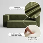 Convertible Folding Compressed Sofa Bed,Velvet Frameless Straight Couch,Vacuum Packed Modern 2-in-1 Sofa - Image 4
