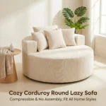 Modern Rectangular Cotton Linen Extendable Lazy Sofa Cream Style Frameless Compressible Leisure Chair Living Room Furniture - Image 2