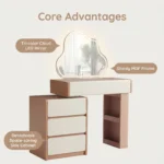 Modern Vanity Desk Drawers Adjustable Led Mirror Makeup Table Mdf Dressing Table Storage Cabinet For Hotel Living Room - Image 4