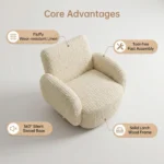 360 Swivel Single Armchair Modern Cream Popcorn Texture Fabric Tufted Accent Chair Easy Assembly For Bedroom - Image 6