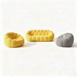 Soccer Ball Grid Compressed Lazy Sofa,Breathable Mesh Fabric Frameless Couch,Vacuum Packed Modern Bubble Sofa
