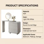 Modern Vanity Desk Drawers Adjustable Makeup Table Led Mirror Mdf Dressing Table Storage Cabinet For Hotel Living Room Bedroom - Image 5