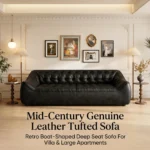 Mid- Chesterfield Genuine Leather Square Sofa Set Full Tufted Design For School Park Workshop Basement & Entry Use - Image 2