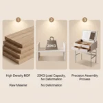 Modern Vanity Desk With Drawers Adjustable Led Mirror Makeup Table Mdf Panel Storage Cabinet For Bedroom Living Room & Hotel Use - Image 3