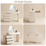 Modern Eco-friendly Vanity Desk Drawers Adjustable Makeup Table Led Mirror Mdf Dressing Table Storage Cabinet Hotel Living Room - Image 2