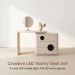 Modern Vanity Desk With Drawers Adjustable Makeup Table With Led Mirror Mdf Storage Cabinet For Bedroom Living Room & Hotel Use