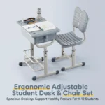 Modern Plastic Adjustable Eco-friendly Student Desk Chair Set Blue School Classroom Study Desk Pen Slot Cup Holder Workshop Use - Image 4