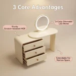 Modern Hotel Vanity Desk Drawers Adjustable Makeup Table Led Mirror Mdf Panel Dressing Table Storage Cabinet For Living Room - Image 4