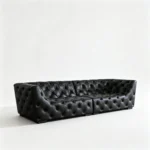Mid- Modern Full Tufted Genuine Leather Sofa Set Classic Chesterfield 4-seater Sponge Filling For Apartment Warehouse Use