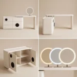 Modern Vanity Desk Drawers Adjustable Makeup Table Led Mirror Mdf Panel Dressing Table Storage Cabinet For Hotel Living Room - Image 2