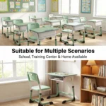 Modern C-shaped Stable Leg Adjustable Eco-friendly Student Desk Chair Set School Classroom Study Desk With Ventilated Drawer - Image 3