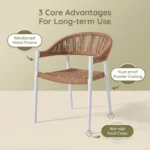 Modern Minimalist Rattan Aluminum Outdoor Furniture Set,Weather Resistant Waterproof Patio Bar Stool Chaise Lounge Coffee Table - Image 4