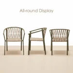 Modern Minimalist Rattan Aluminum Outdoor Furniture Set,Weather Resistant Waterproof Patio Bar Stool Chaise Lounge Coffee Table - Image 2
