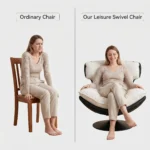 Chenille Fabric Padded Modern Tufted Revolving Lounge Chair With Iron Swivel Base For Bedroom And Villa Use - Image 5