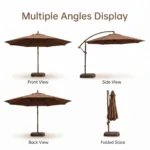 Heavy Duty Patio Umbrella,Waterproof Polyester,Thickened Aluminum Pole,Uv Resistant Outdoor Garden Commercial Sunshade - Image 2