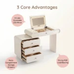 Modern Hotel & Living Room Vanity Desk With Drawers Adjustable Makeup Table Led Mirror Mdf Panel Dressing Table Storage Cabinet - Image 4