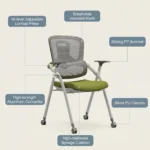 Modern Ergonomic Swivel Office Chair With Fixed Armrest And Backrest For Hotel,Classroom And School - Image 4