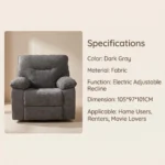 Power Recliner Sofa Set,Breathable Fabric & Tech Faux Leather Optional,1 Seater 2 Seater 3 Seater Electric Recliner Sofa - Image 4