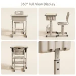 Factory Direct Supplied Adjustable Height Student Desk And Chair Set For School Use Classroom Study Desk With Storage Basket - Image 5