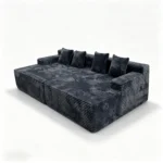 Oversized Double Chaise Compressed Sofa,Corduroy Velvet Frameless Sectional Couch,Vacuum Packed Modern Living Room Sofa