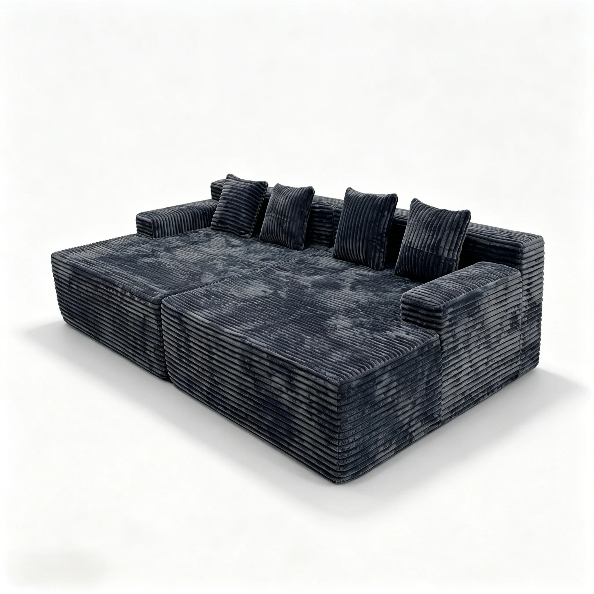 Hac7af7822aed4f369e6694af8183ef8cG.webp Oversized Double Chaise Compressed Sofa,Corduroy Velvet Frameless Sectional Couch,Vacuum Packed Modern Living Room Sofa - Image 1