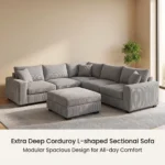 Modern Fabric Pull Out Sofa Bed L Shape Sectional Convertible Sleeper Sofa With Storage Ottoman For Living Room Guest Room