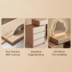 Modern Vanity Desk Drawers Adjustable Led Mirror Makeup Table Mdf Dressing Table Storage Cabinet For Hotel Living Room - Image 3