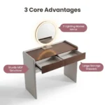 Modern Hotel & Living Room Vanity Desk With Drawers Adjustable Makeup Table Led Mirror Mdf Panel Dressing Table Storage Cabinet - Image 4