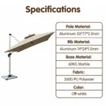 Heavy Duty Patio Umbrella,Waterproof Polyester,Thickened Aluminum Pole,Uv Resistant Outdoor Garden Commercial Sunshade - Image 5