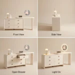 Modern Vanity Desk Drawers Adjustable Makeup Table Led Mirror Mdf Panel Dressing Table Storage Cabinet For Hotel Living Room - Image 2