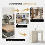 Modern Vanity Desk Drawers Adjustable Makeup Table Led Mirror Mdf Dressing Table Storage Cabinet For Bedroom Hotel Living Room - Image 3