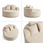 Modern Rectangular Cotton Linen Extendable Lazy Sofa Cream Style Frameless Compressible Leisure Chair Living Room Furniture - Image 5
