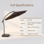 Heavy Duty Patio Umbrella,Waterproof Polyester,Thickened Aluminum Pole,Uv Resistant Outdoor Garden Commercial Sunshade - Image 5