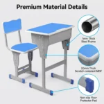 Modern Reinforced Adjustable Student Desk Chair Set Eco-friendly Ergonomic Wave Backrest School Study Desk With Steel Drawer - Image 6