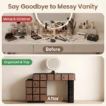 Modern Eco-friendly Vanity Desk Drawers Adjustable Makeup Table Led Mirror Mdf Dressing Table Storage Cabinet Hotel Living Room - Image 6