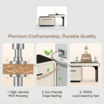 Modern Eco-friendly Durable Vanity Desk Drawers Adjustable Lighted Makeup Table Mdf Dressing Table Storage Cabinet Bedroom - Image 3