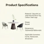 Modern Sintered Stone Dining Table Carbon Steel Base Eco-friendly Durable Hotel Dining Room Furniture - Image 5