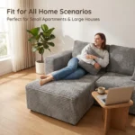 Modern Oversized Rectangular Compressed Sofa Corduroy Velvet Frameless Vacuum Packed Minimalist Living Room Chaise Set - Image 5