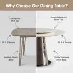 Modern Eco-friendly Sintered Stone Dining Table Carbon Steel Base Rectangular/round/extendable Dining Room Furniture Home Hotel - Image 6
