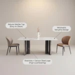 Modern Eco-friendly Sintered Stone Dining Table With Carbon Steel Base Rectangular/round/extendable Hotel Dining Room Furniture - Image 4