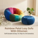 Modern Rainbow Petal Extendable Lazy Sofa Set Creative Rectangular Leisure Single Sofa Chair With Ottoman Living Room Furniture - Image 2