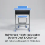 Kids Study Desk And Seat Set,Height Adjustable Student Desk Chair Set,Classroom Study Mdf Workshop - Image 2